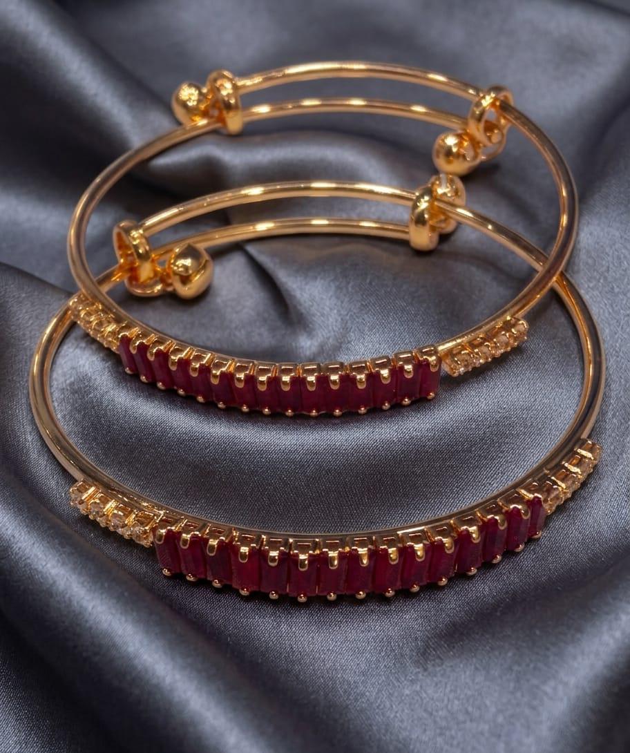 Luxury Ruby Crystal Adjustable Bracelet Set for Women