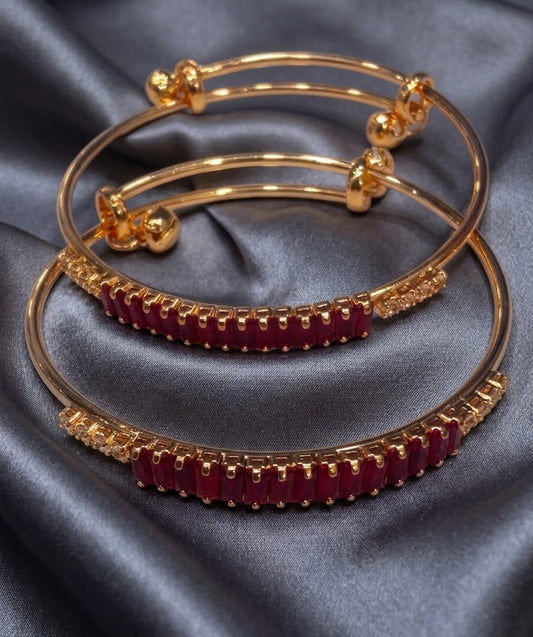 Luxury Ruby Crystal Adjustable Bracelet Set for Women