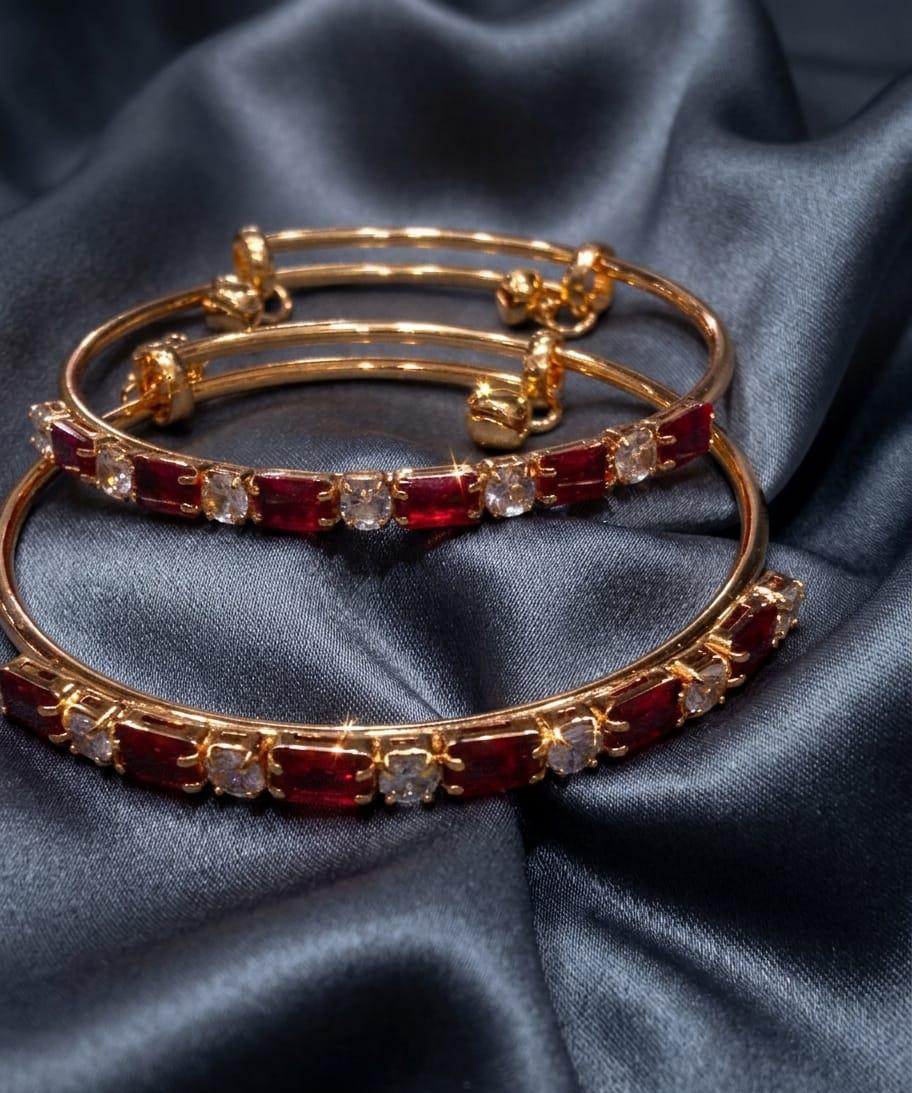 Luxury Ruby Crystal Adjustable Bracelet Set for Women